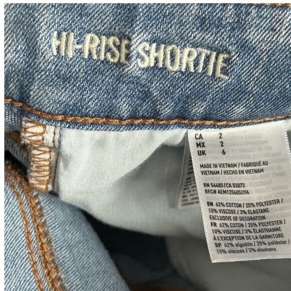 American Eagle Super Stretch Hi-Rise Shortie Denim Shorts Size 2 - Picture 8 of 11